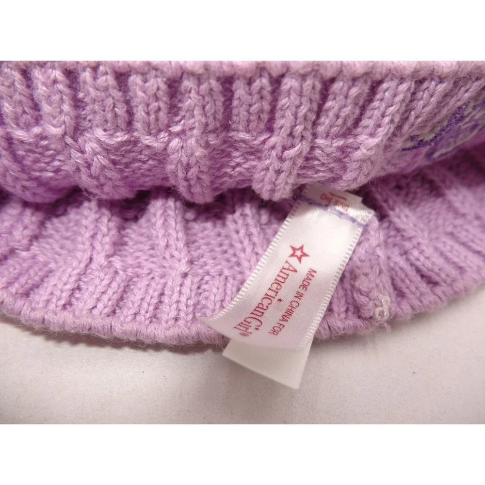 American Girl 2010 Pretty & Plaid Dress Cozy Knit Beret Hat only Lavender Doll